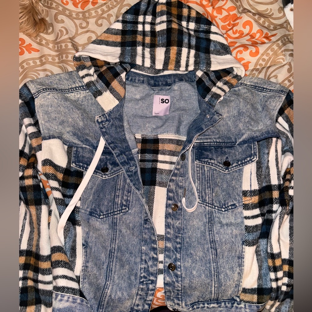 SO Plaid Jean Jacket